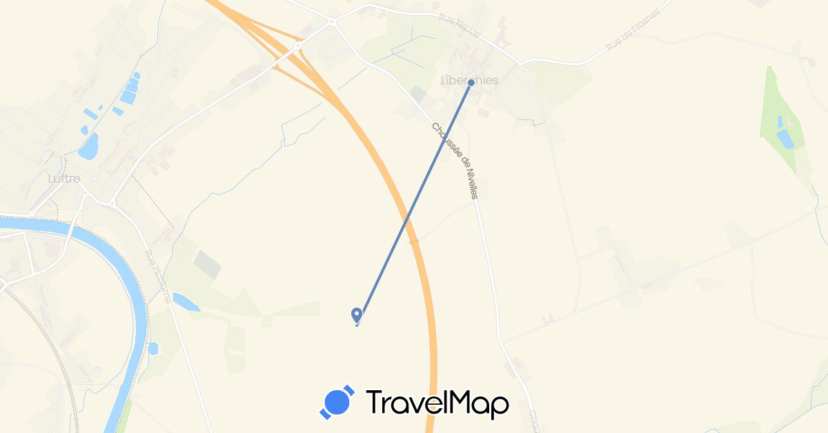 TravelMap itinerary: driving, cycling in Belgium (Europe)